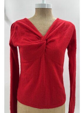 Vintage Bloomingdale’s Scarlet Red 100% Cashmere V-Neck Sweater Women's Sz M